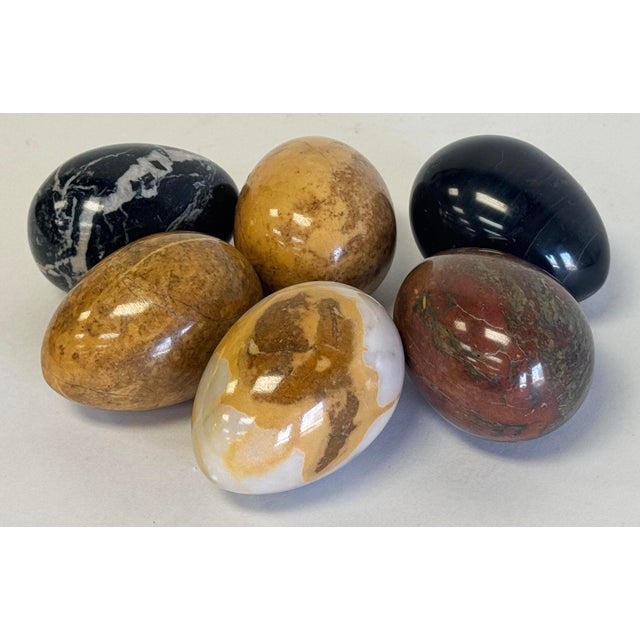 Stone Vintage Polished Stone Eggs, Set of 6 For Sale - Image 7 of 7
