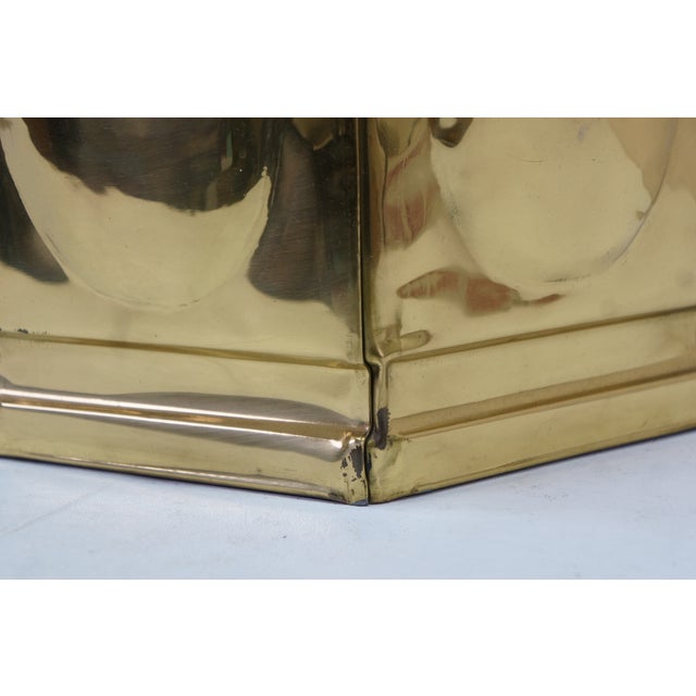 Hollywood Regency Brass Hexagon Trash Can Bin Planter Cachepot 11" For Sale - Image 6 of 14