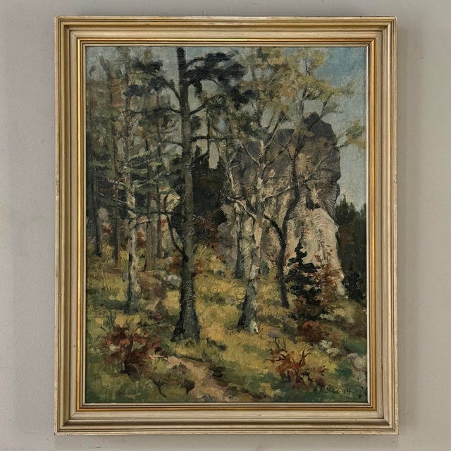 Antique Framed Oil Painting on Canvas by Arthur H. Maillien (1888-1962) 'Sunlit Trees' For Sale In Dallas - Image 6 of 15