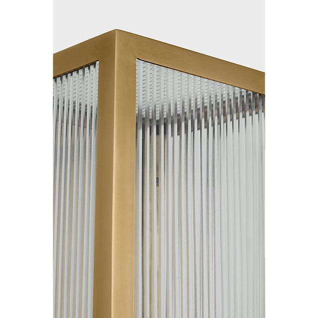 Barbara Barry for Visual Comfort Signature York 16" Single Box Sconce in Soft Brass with Clear Ribbed Glass For Sale In Houston - Image 6 of 9
