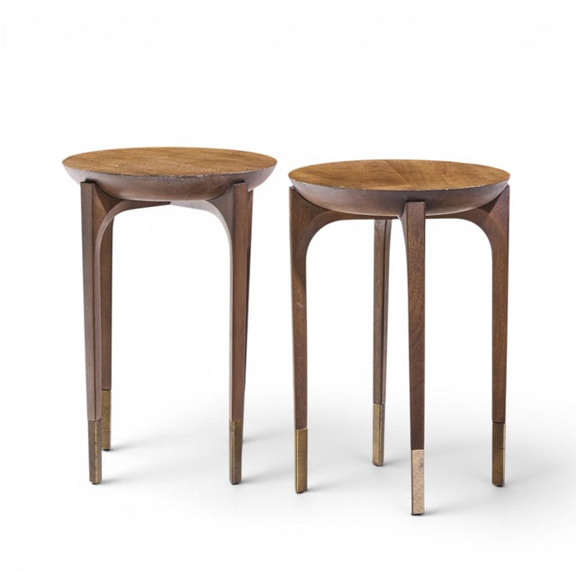 Contemporary Kara Mann for Baker Milling Road Cradle End Tables - Pair For Sale - Image 3 of 12