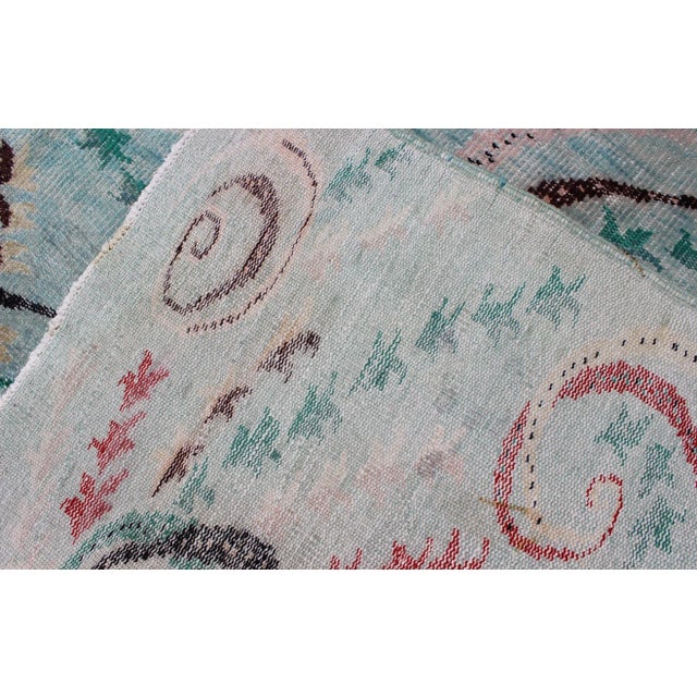 Mid-Century Modern Vintage Art Nouveau Rug in Blue 6'3 X 9'1 For Sale - Image 3 of 11