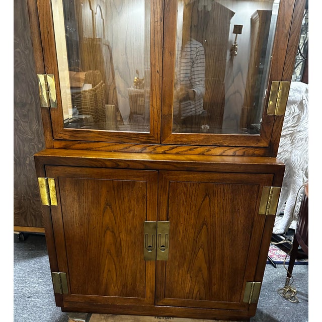Wood Henredon Scene One Campaign Curio Cabinet For Sale - Image 7 of 10