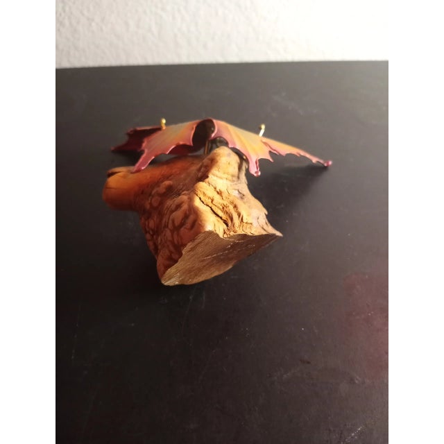 Brutalist Brass Butterfly on Driftwood Base Sculpture For Sale In Dallas - Image 6 of 8