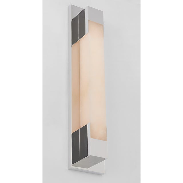 Modern Kelly Wearstler for Visual Comfort Signature Covet 21" Bracketed Bath Light in Polished Nickel with Alabaster For Sale - Image 3 of 6