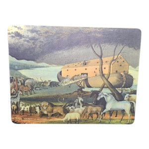 Vintage Edward Hicks Noah's Ark Cork-Backed Desk Pad/Wall Art