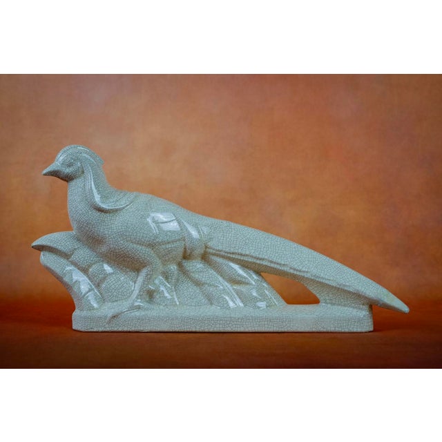Ceramic Louis Fontinelle, Beige Glazed Crackled Earthenware Pheasant No. 181, 1920s, Earthenware For Sale - Image 7 of 11