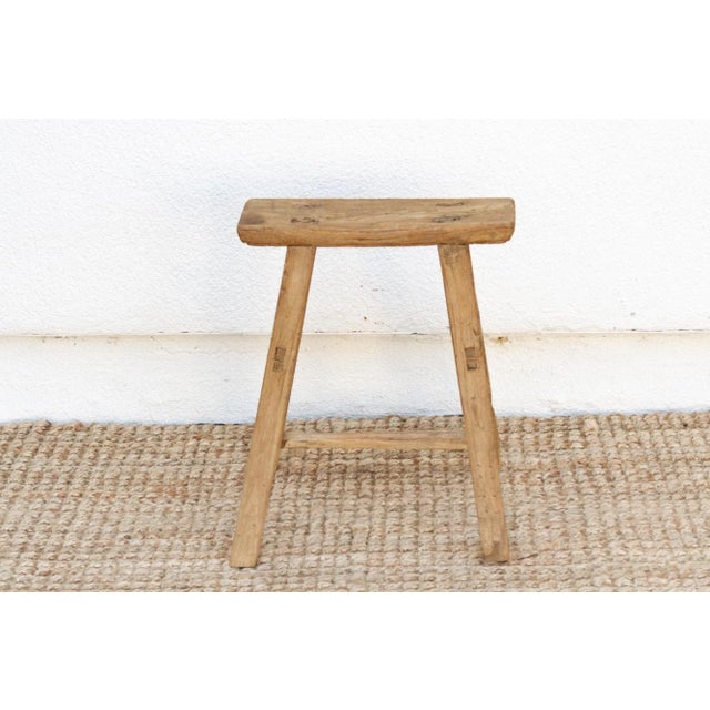 19th Century Antique Slim Top Rustic Wood Stool For Sale - Image 5 of 7