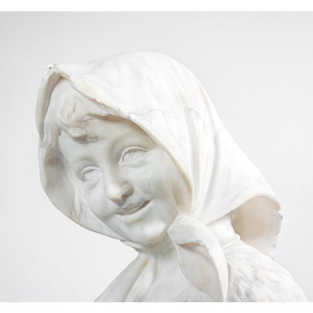 Marble Bust of a Girl with a Water Bottle. 1800s For Sale - Image 8 of 18
