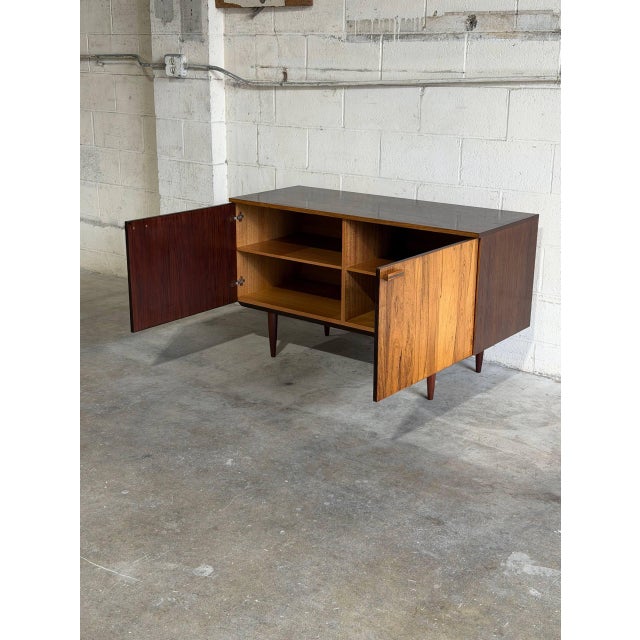 1960s Danish Rosewood Sideboard Credenza Storage Unit With Hinged Doors Denmark 1960s For Sale - Image 5 of 10