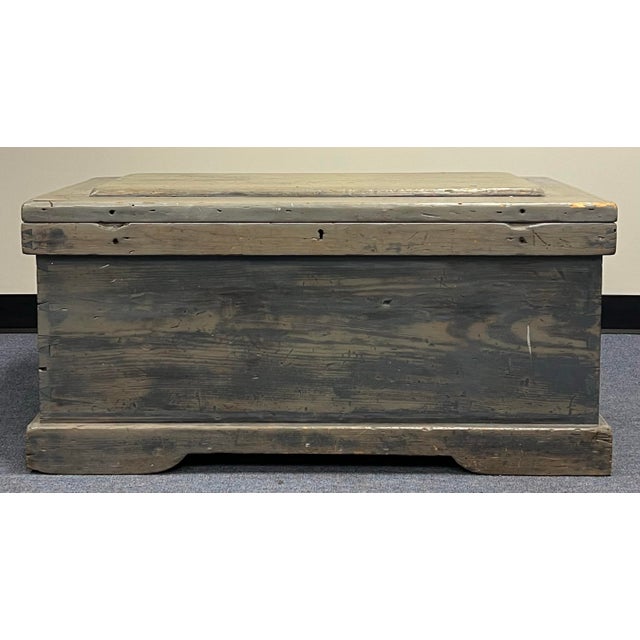 Wonderful rustic farmhouse 19th century antique blanket chest. Hand dovetailed throughout, on the paneled lid, the main...