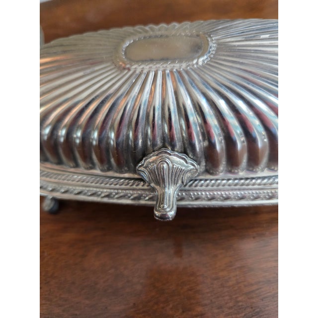 Silver Vintage Silver Plated Domed Scalloped Butter Dish For Sale - Image 8 of 12