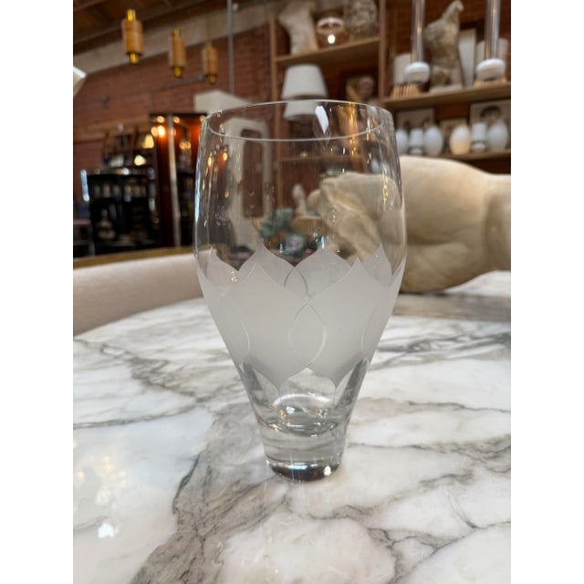 1970s Vintage Etched Crystal Glass Vase For Sale - Image 5 of 8