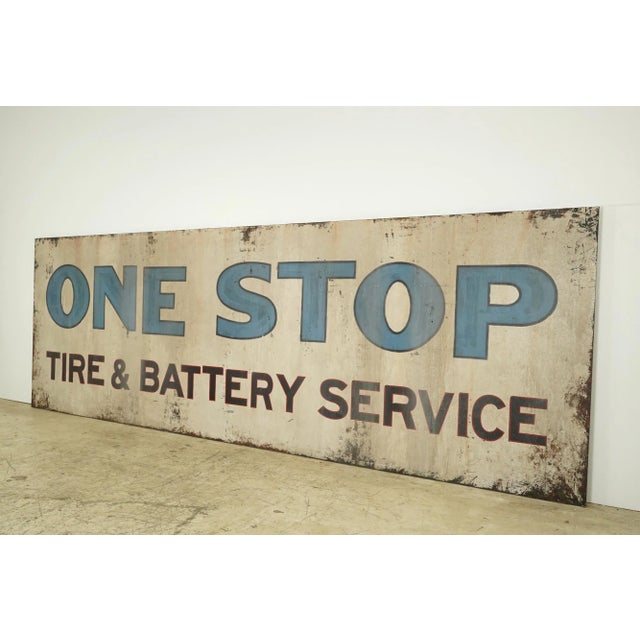 Rustic Reclaimed Tire & Battery Service Aluminum Marty Supreme Movie Prop Sign For Sale - Image 3 of 8