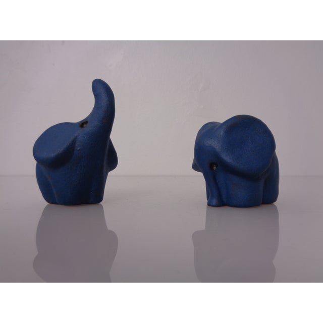 Mid-Century Blue Ceramic Elephants, Austria, Set of 2 For Sale - Image 6 of 16