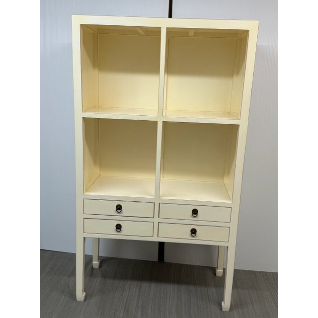 Chinoiserie Chinoiserie Zen Ivory Finish Bookcase For Sale - Image 3 of 12