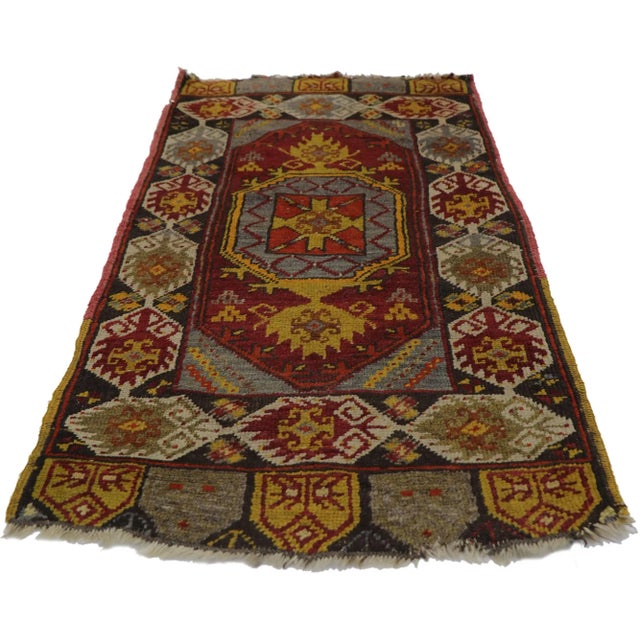 Tribal Antique Turkish Oushak Rug - 01'09 X 03'02 For Sale - Image 3 of 9