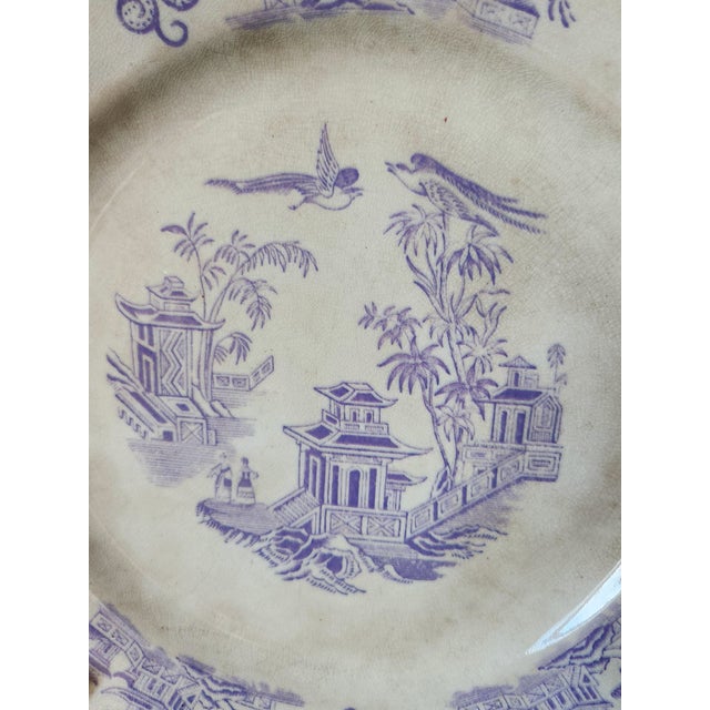 Victorian Staffordshire Lavender Transferware Plate with Chusan Pattern from Clementson Brothers For Sale - Image 3 of 12