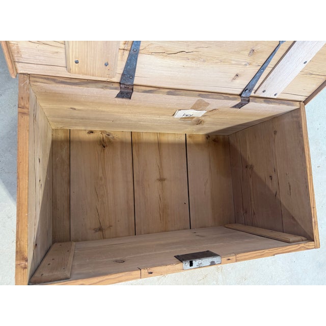 Antique Pine Trunk From England With Key For Sale - Image 14 of 18