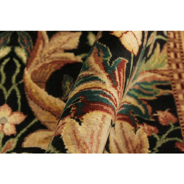 1990s Shabby Chic International Pak-Persian Latanya Black/Beige Wool Rug - 4'1'' X 5'1'' For Sale - Image 5 of 9