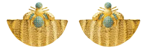 Abundance Honey Bee Turquoise & Gold Chunky Earrings, 2 Pieces