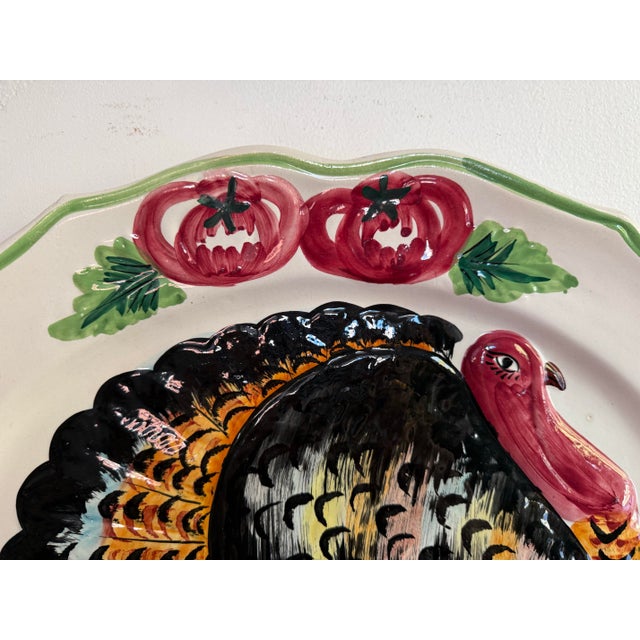 1970s Boho Chic Magnificent Italian Turkey Pottery Serving Platter For Sale - Image 6 of 12