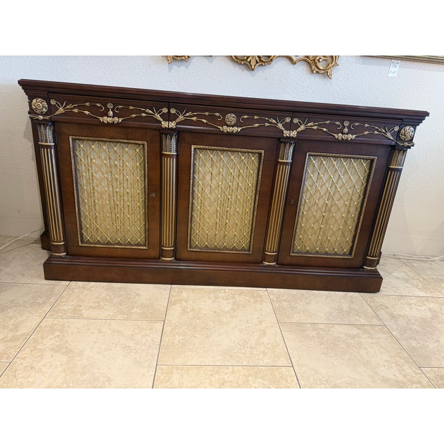 Beautiful Mahogany Rosecliff Buffet/Credenza by EJ Victor from the historic Newport Mansions collection, with the Brass...