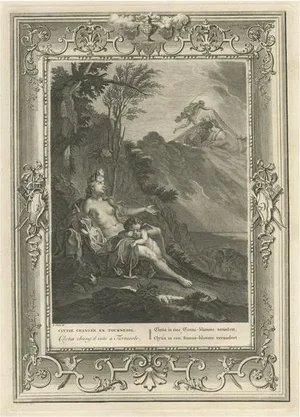 Picart, Illustration of Water Nymph Clytia, Daughter of Oceanus, Turning Into a Sunflower, 1733, 1733, Print