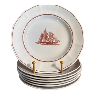 Vintage Wedgwood Flying Cloud Rust Clipper Ship Salad Plates - Set of 7 For Sale