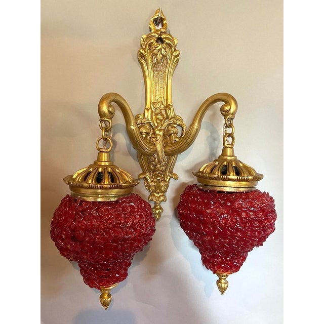 1980s 1980s French Louis XVI Gold Bronze Wall Lamps/ Sconces - Pair of 2 PCS For Sale - Image 5 of 18
