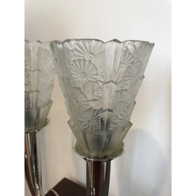 French Art Deco Floral Table Lamp For Sale - Image 4 of 12