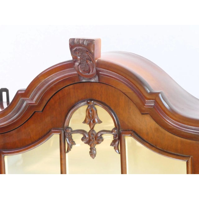 Vintage Wooden Wall Cabinet with Ornament and White Shelves, 1960s For Sale - Image 6 of 11