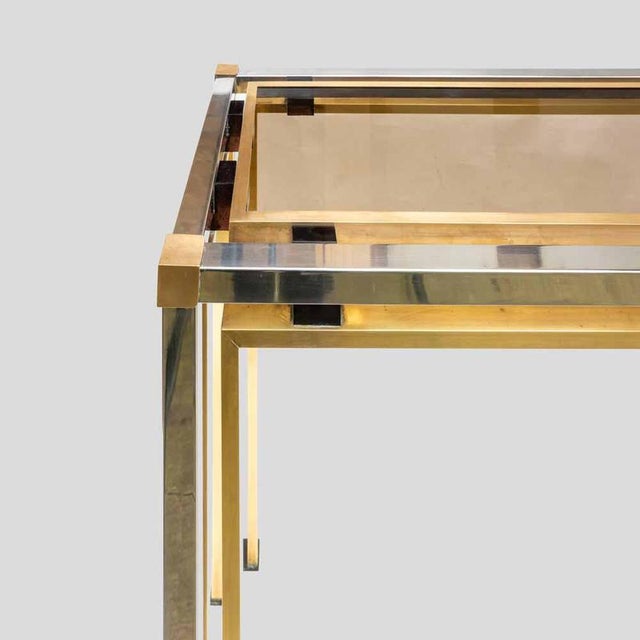 Romeo Rega Vintage Italian Console Table in Brass and Chrome Metal, 1970s For Sale - Image 4 of 12