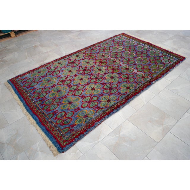1940s Vintage Turkish Oushak Rug Hand Knotted High Pile Area Rug - 4′10″ × 8′5″ For Sale - Image 4 of 13