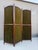 Elegant early 20th-century Austrian Secession folding screen or paravent with original olive-green patterned textile...