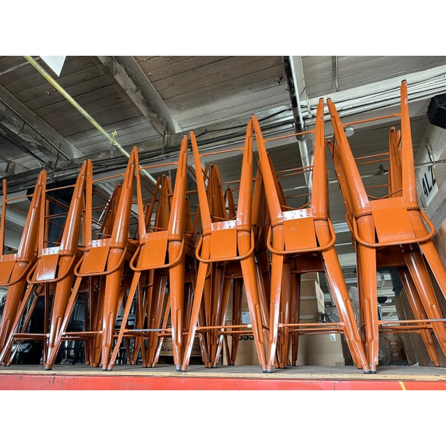 Vintage Tolix Style Stackable Dining Side Chair in Distressed Orange For Sale - Image 10 of 10