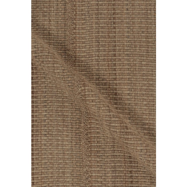 Rug & Kilim’s Contemporary Rez Kilim Flatweave Rug With Brown Striped Design For Sale - Image 9 of 10