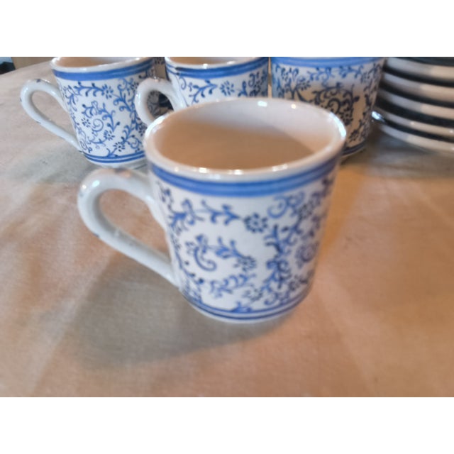 Ceramic Vintage Hand Made Blue and White Turkish Coffee /Espresso Cups - 12pcs For Sale - Image 7 of 8