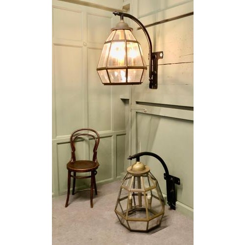 Metal Large Octagonal Painted Brass Wall Lanterns, 1960, Set of 2 For Sale - Image 7 of 9