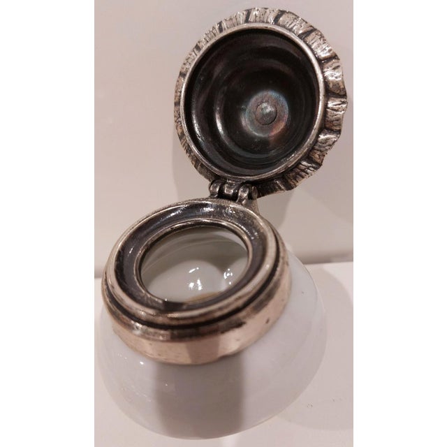 Stone Vintage Inkwell with Silver Plating and Marble, 1920 For Sale - Image 7 of 11