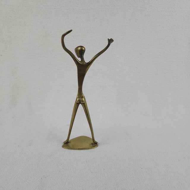 Vintage Solid Brass Abstract Female Figurine MCM Sculpture For Sale - Image 4 of 8