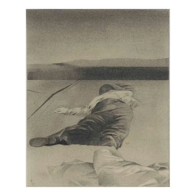 Enrique Vasi, Lying Man, Drawing, Mid-20th-Century For Sale