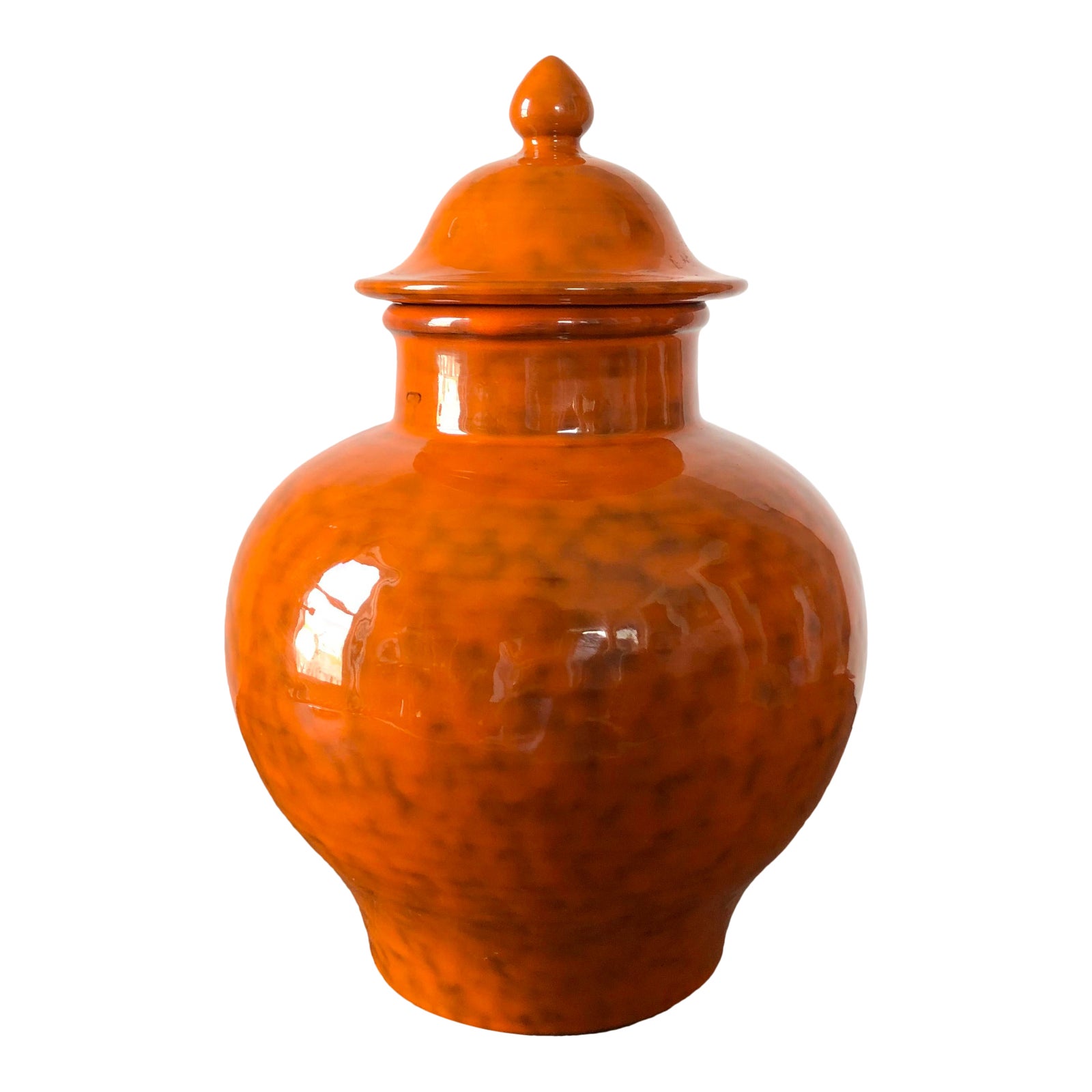 Mid Century Orange Italian Pottery Ginger Jar Chairish
