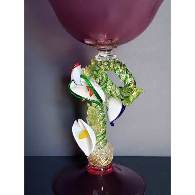 Late 20th Century Davide Fuin Murano Glass Tazza Compote Bowl 16in For Sale - Image 12 of 17