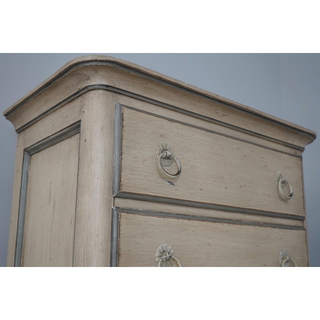 Baker Paint Decorated 4 Drawer Tall Chest For Sale - Image 9 of 18