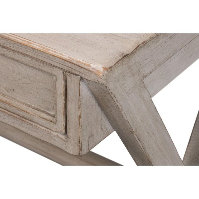 2020s Campaign X-Frame Writing Desk in Stone Grey For Sale - Image 5 of 12