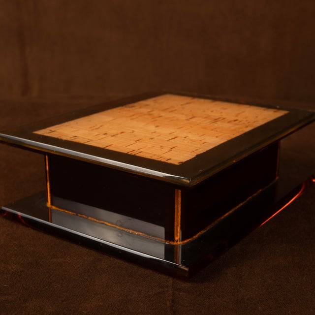 Italian Smoked Acrylic Glass and Natural Cork Jewellery Box, 1970 For Sale - Image 9 of 18