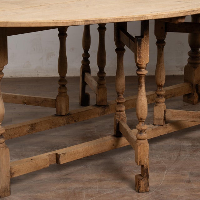 Brown 20th Century Bleached Oak English Wake Table Dropleaf Dining Table Console For Sale - Image 8 of 14