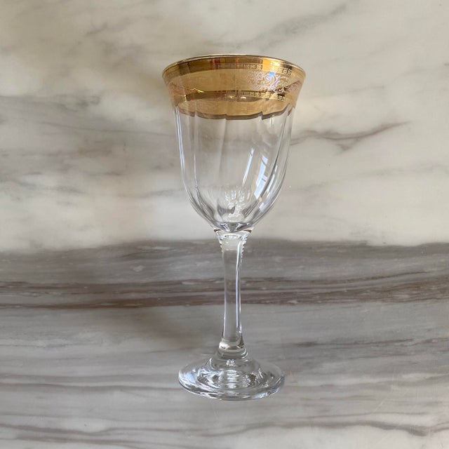 1980s Vintage Gilded Venetian Inspired Stemware Wine Glasses- Set of 6 For Sale In Los Angeles - Image 6 of 8