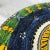 Blue Italian Hand Painted Blue and Green Ceramic Round Sun Center Wall Plate For Sale - Image 8 of 11